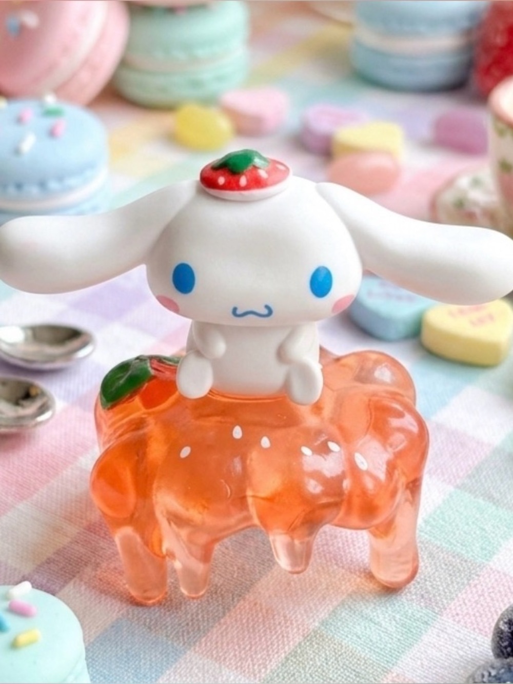 🎂 Sanrio Cinnamoroll Figure with Red Strawberry Hat & Base Cake Topper 🎂
